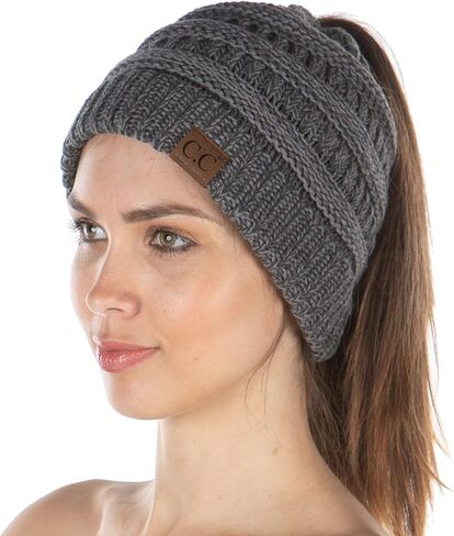 Funky Junque Exclusives BeanieTail Womens Beanie Ponytail Hat Messy Bun Skull Cap in Kuwait