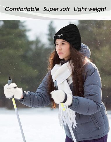LOKIDVE Men Women Winter Embroidered Cuff Beanie Hat Knit Skull Cap in Kuwait