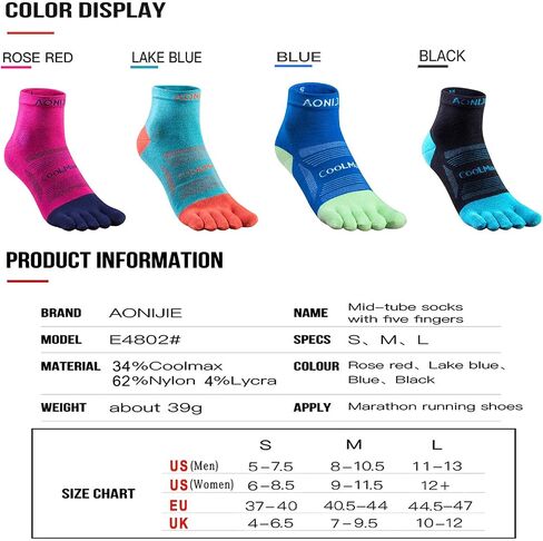 AONIJIE 3 Pairs Toe Socks for Men and Women High Performance Athletic Running Five Finger Socks, Mini-Crew in Kuwait
