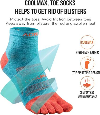 AONIJIE 3 Pairs Toe Socks for Men and Women High Performance Athletic Running Five Finger Socks, Mini-Crew in Kuwait