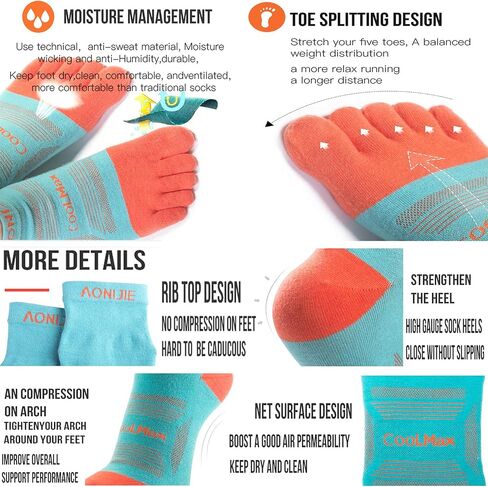 AONIJIE 3 Pairs Toe Socks for Men and Women High Performance Athletic Running Five Finger Socks, Mini-Crew in Kuwait