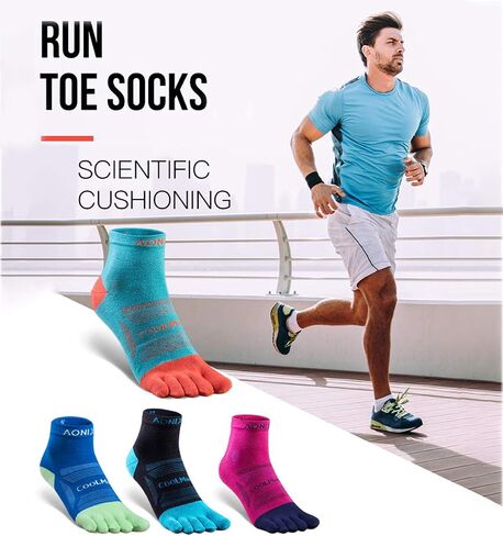 AONIJIE 3 Pairs Toe Socks for Men and Women High Performance Athletic Running Five Finger Socks, Mini-Crew in Kuwait