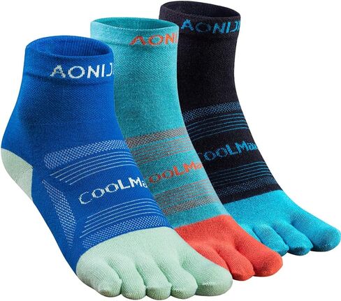 AONIJIE 3 Pairs Toe Socks for Men and Women High Performance Athletic Running Five Finger Socks, Mini-Crew in Kuwait