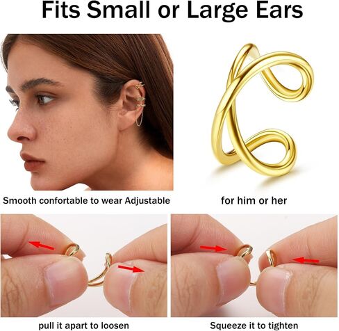 FIBO STEEL Ear Cuffs for Women 14K Gold Plated Cuff Earrings for non Pierced Gold Ear Cuffs Chain Ear Clips Jewelry 6Pcs in Saudi Arabia