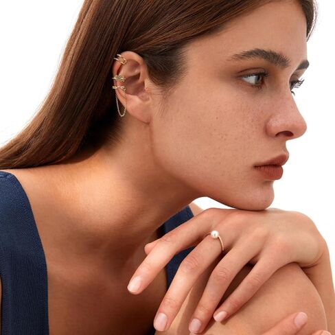 FIBO STEEL Ear Cuffs for Women 14K Gold Plated Cuff Earrings for non Pierced Gold Ear Cuffs Chain Ear Clips Jewelry 6Pcs in Saudi Arabia