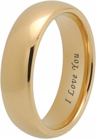 TUTISS 4mm 6mm 8mm 10mm Gold Tungsten Rings for Men Women Engagement Wedding Bands Domed Polished I Love You Engraved Comfort Fit in Saudi Arabia