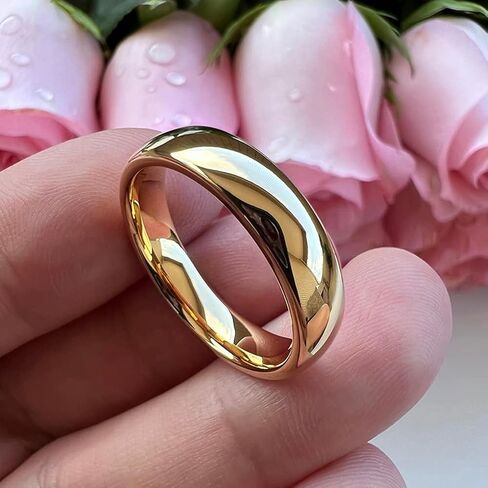 TUTISS 4mm 6mm 8mm 10mm Gold Tungsten Rings for Men Women Engagement Wedding Bands Domed Polished I Love You Engraved Comfort Fit in Saudi Arabia