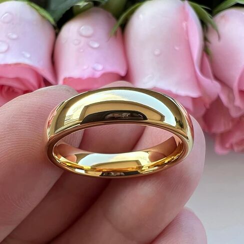 TUTISS 4mm 6mm 8mm 10mm Gold Tungsten Rings for Men Women Engagement Wedding Bands Domed Polished I Love You Engraved Comfort Fit in Saudi Arabia