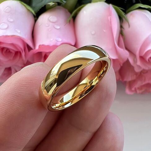 TUTISS 4mm 6mm 8mm 10mm Gold Tungsten Rings for Men Women Engagement Wedding Bands Domed Polished I Love You Engraved Comfort Fit in Saudi Arabia