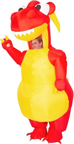 COMIN Inflatable Dinosaur Costume Adult Blow Up Costume Red Full Body for Halloween Party in Kuwait