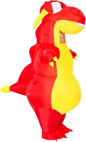 COMIN Inflatable Dinosaur Costume Adult Blow Up Costume Red Full Body for Halloween Party in Kuwait