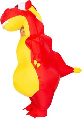 COMIN Inflatable Dinosaur Costume Adult Blow Up Costume Red Full Body for Halloween Party in Kuwait