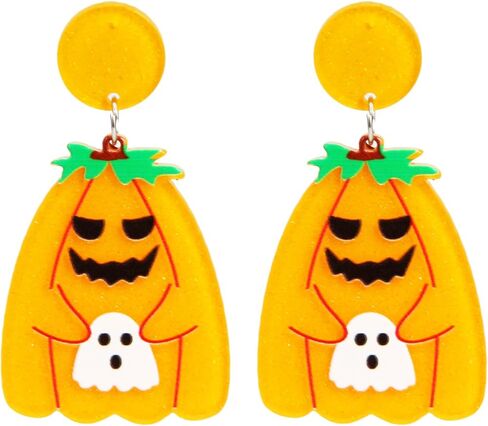 Jessery Pumpkin Earrings Ghost Earrings Halloween Earrings for Women Girls Cute Halloween Earrings Halloween Earrings Studs Hypoallergenic Acrylic Halloween Earrings Halloween Dangle Earrings Fun Earrings Halloween Jewelry for Women in Saudi Arabia