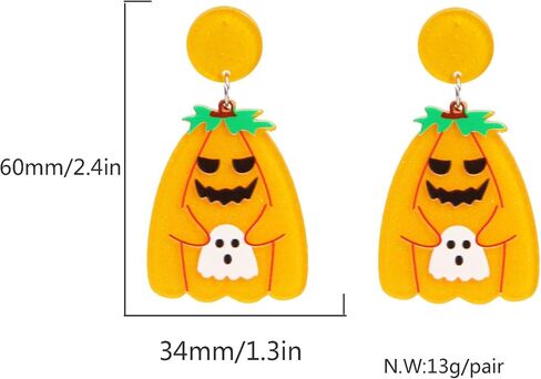 Jessery Pumpkin Earrings Ghost Earrings Halloween Earrings for Women Girls Cute Halloween Earrings Halloween Earrings Studs Hypoallergenic Acrylic Halloween Earrings Halloween Dangle Earrings Fun Earrings Halloween Jewelry for Women in Saudi Arabia
