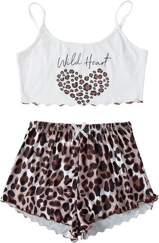 MIQIBEIBEI Women Pajama Set Sexy Sleepwear Ruffle Pjs Cami Top and Shorts Sleep Lingerie Nightwear in Kuwait