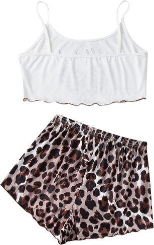 MIQIBEIBEI Women Pajama Set Sexy Sleepwear Ruffle Pjs Cami Top and Shorts Sleep Lingerie Nightwear in Kuwait