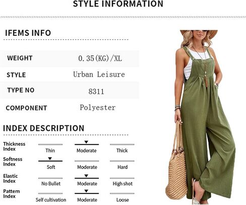 FuraHa Women's Cotton Linen Overalls Rompers Baggy Casual Loose Sleeveless Bib Wide Leg Long Pant Jumpsuit with Pockets in Kuwait