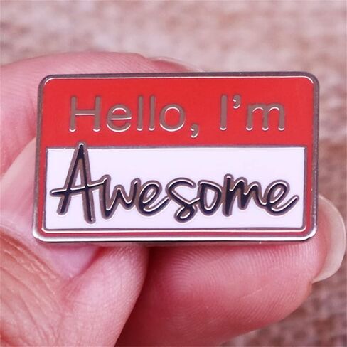 Hello I'm Awesome Enamel Lapel Pin Inspirational Cute Brooch Pin Badges Cartoon Brooch Badge Pins for Backpack Clothes Hat in Kuwait