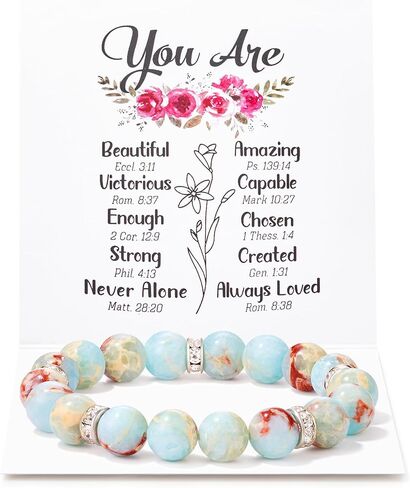 سوار شفاء للحماية من Seyaa مقاس 10 مم مصنوع يدويًا من الخرز سوار حماية من الكريستال العلاجي يجلب الحظ والازدهار والسعادة، مع بطاقة اقتباسات in Kuwait