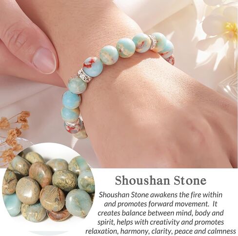 سوار شفاء للحماية من Seyaa مقاس 10 مم مصنوع يدويًا من الخرز سوار حماية من الكريستال العلاجي يجلب الحظ والازدهار والسعادة، مع بطاقة اقتباسات in Kuwait