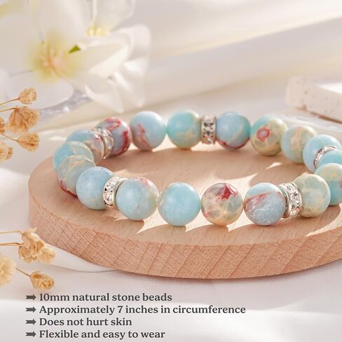 سوار شفاء للحماية من Seyaa مقاس 10 مم مصنوع يدويًا من الخرز سوار حماية من الكريستال العلاجي يجلب الحظ والازدهار والسعادة، مع بطاقة اقتباسات in Kuwait