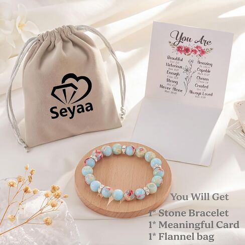 سوار شفاء للحماية من Seyaa مقاس 10 مم مصنوع يدويًا من الخرز سوار حماية من الكريستال العلاجي يجلب الحظ والازدهار والسعادة، مع بطاقة اقتباسات in Kuwait