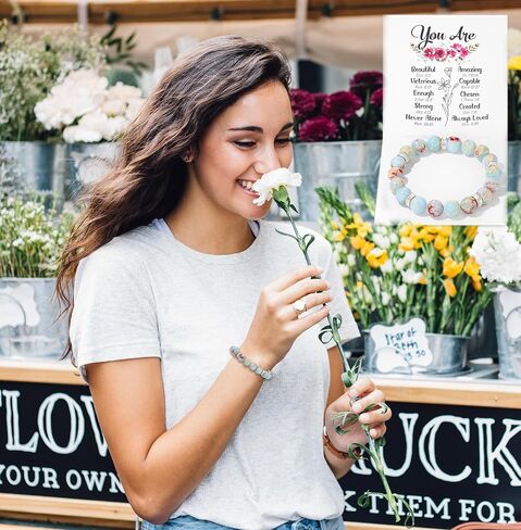 سوار شفاء للحماية من Seyaa مقاس 10 مم مصنوع يدويًا من الخرز سوار حماية من الكريستال العلاجي يجلب الحظ والازدهار والسعادة، مع بطاقة اقتباسات in Kuwait