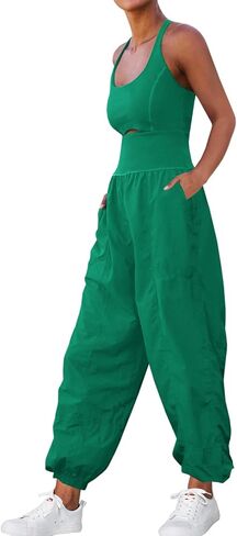 ReachMe Womens Running Onesie Workout Rompers One Piece Gym Exercise Jumpsuits Hiking Pants with Pockets Climb Outfits in Kuwait