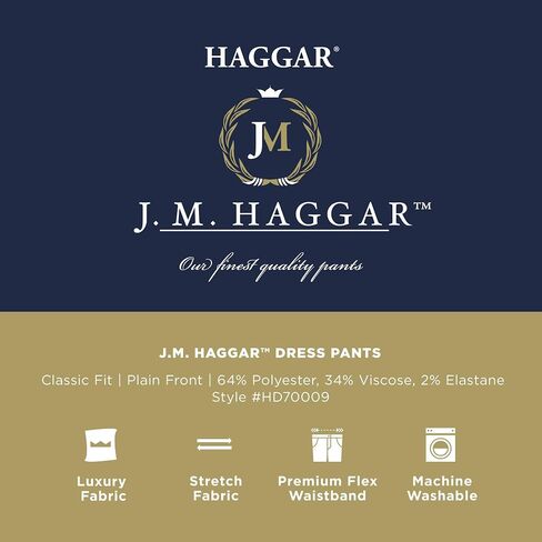 J.M.بنطلون رجالي من Haggar بأربعة اتجاهات قابل للتمدد ومقاس مستقيم من الأمام، مقاس شامبراي، 36 × 32 in Saudi Arabia