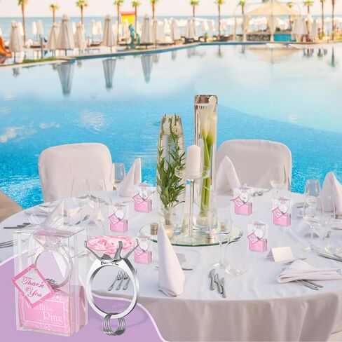 50 سلسلة مفاتيح على شكل خاتم ألماس مناسبة لهدايا الزفاف وهدايا الزفاف والديكورات وهدايا تعميد الأطفال والهدايا التذكارية (وردي) in Kuwait