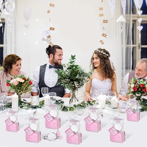 50 سلسلة مفاتيح على شكل خاتم ألماس مناسبة لهدايا الزفاف وهدايا الزفاف والديكورات وهدايا تعميد الأطفال والهدايا التذكارية (وردي) in Kuwait