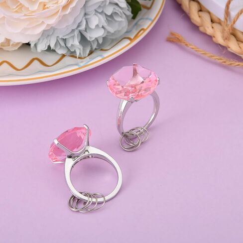 50 سلسلة مفاتيح على شكل خاتم ألماس مناسبة لهدايا الزفاف وهدايا الزفاف والديكورات وهدايا تعميد الأطفال والهدايا التذكارية (وردي) in Kuwait