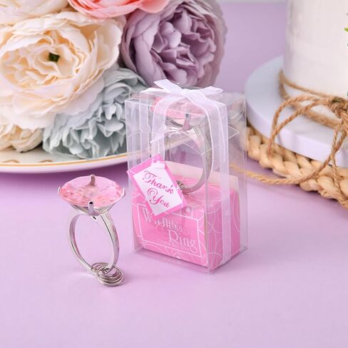 50 سلسلة مفاتيح على شكل خاتم ألماس مناسبة لهدايا الزفاف وهدايا الزفاف والديكورات وهدايا تعميد الأطفال والهدايا التذكارية (وردي) in Kuwait