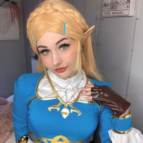 شعر مستعار كوزريا للهالوين مع آذان قزم للنساء شعر مستعار طويل أشقر مضفر من الرسوم المتحركة لحفلات الهالوين in Kuwait