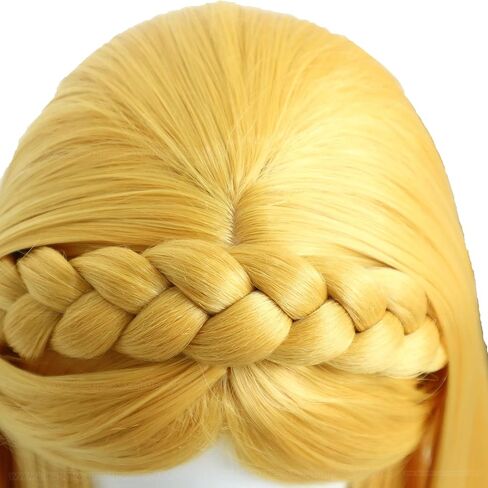 شعر مستعار كوزريا للهالوين مع آذان قزم للنساء شعر مستعار طويل أشقر مضفر من الرسوم المتحركة لحفلات الهالوين in Kuwait