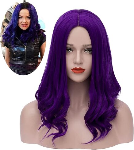 باروكات ميرسي بيربل للنساء باروكة ماردي جراس شعر مستعار طويل مموج زي تنكري باروكات لحفلات الهالوين S043PR in Kuwait