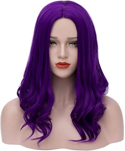 باروكات ميرسي بيربل للنساء باروكة ماردي جراس شعر مستعار طويل مموج زي تنكري باروكات لحفلات الهالوين S043PR in Kuwait