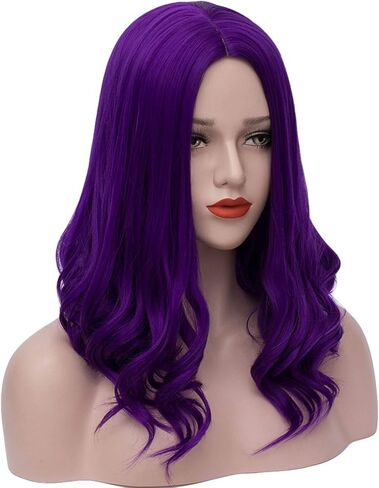 باروكات ميرسي بيربل للنساء باروكة ماردي جراس شعر مستعار طويل مموج زي تنكري باروكات لحفلات الهالوين S043PR in Kuwait