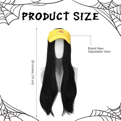 Tigeen 2 قطعة أزياء الهالوين بوي بيتزا للبالغين بطول 28 بوصة شعر مستعار أسود ومجموعة قناع بيتزا أصفر in Kuwait