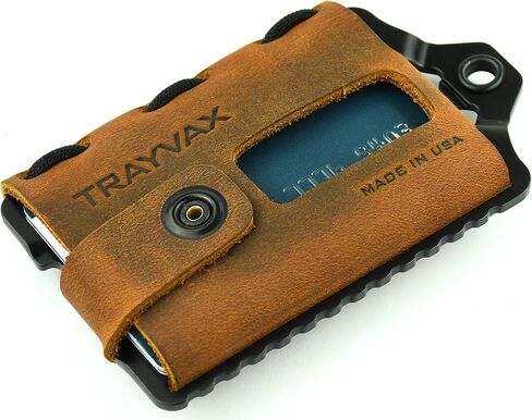 Trayvax Element Wallet (Black | Tobacco Brown Leather) in Kuwait