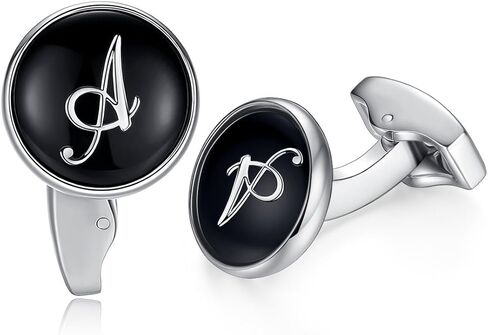 HONEY BEAR Initial Alphabet Letter Cufflinks Round for Mens Wedding Gift in Saudi Arabia