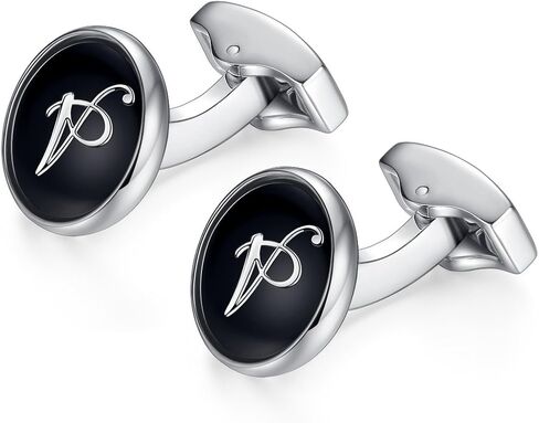 HONEY BEAR Initial Alphabet Letter Cufflinks Round for Mens Wedding Gift in Saudi Arabia