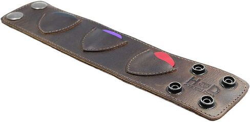 هايد اند درينك, سوار معصم من الجلد للجيتار / سوار / حامل / حافظة ريشة / افكار هدايا للموسيقيين، صناعة يدوية تتضمن ضمان لمدة 101 سنة: بني بوربون, بني, فريدة من نوعها وريفية in Kuwait