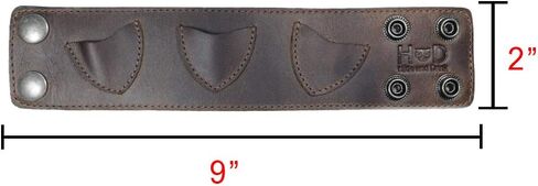 هايد اند درينك, سوار معصم من الجلد للجيتار / سوار / حامل / حافظة ريشة / افكار هدايا للموسيقيين، صناعة يدوية تتضمن ضمان لمدة 101 سنة: بني بوربون, بني, فريدة من نوعها وريفية in Kuwait