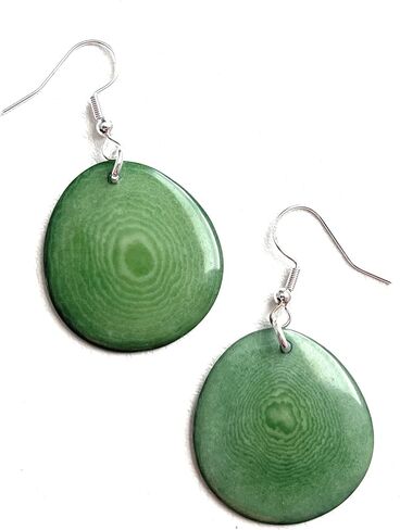 Tagua Earrings in Olive Green, Vegetable Ivory Dangle Earrings TAG272, Organic Earrings, Tagua Earrings in Green in Saudi Arabia