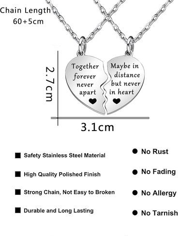مجموعة مجوهرات الازواج الاصدقاء المقربين والاخوات والصداقة من توجيذر فوريفر ابارت ماي ان ديستانس ولكن نيفر ان هارت in Kuwait