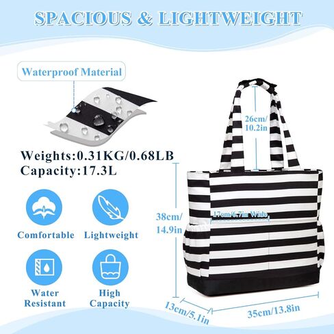VASCHY Beach Bag for Women, Large Waterproof Sandproof Fold-able Packable Pool Tote Bag w Zipper/Pockets in Kuwait