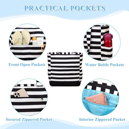 VASCHY Beach Bag for Women, Large Waterproof Sandproof Fold-able Packable Pool Tote Bag w Zipper/Pockets in Kuwait