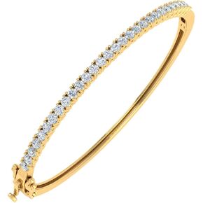 FINEROCK 1 1/2 Carat Diamond Womens Bangle Bracelet in 10K Gold Valentines Day Gift for her