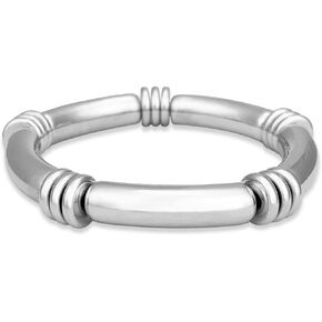 YBMYCM 5PCS Gold Chunky Bangles Bracelets for Women Girls Gold Plated Stackable Layered Curved Bamboo Tube Stretch Bracelets Bangle Gift Jewelry
